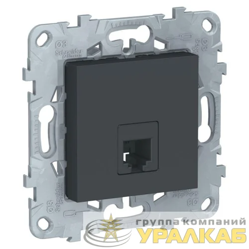 Розетка телефонная 1-м Unica New RJ11 4 контакт. механизм антрацит SchE NU549254 детальная картинка