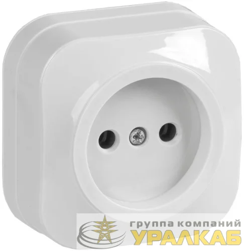 Розетка 1-м ОП GLORY РС20-2-ХБ 10А без заземл. бел. IEK 