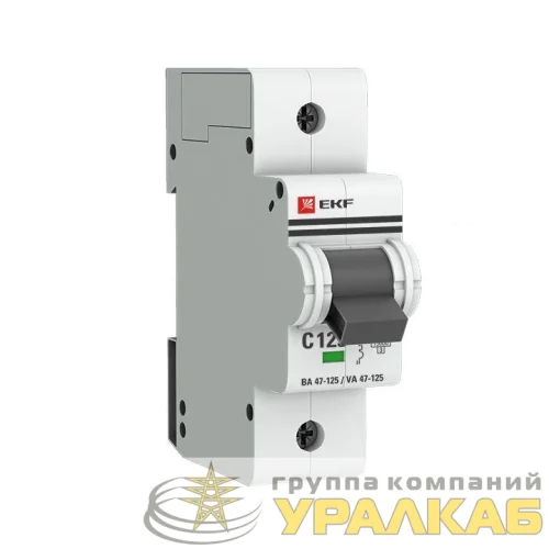 Выключатель автоматический модульный 1п C 125А 15кА ВА 47-125 PROxima EKF mcb47125-1-125C детальная картинка