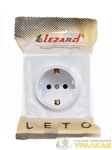 Розетка 1-мест. с заземл. LETO ПБТ бел. LEZARD 752-0200-122B детальная картинка