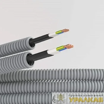 Электротруба ПВХ гибкая гофр. d20мм сер. с кабелем ВВГ-Пнг(А)-LS 3х1.5кв.мм Конкорд (уп.100м) DKC 