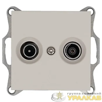 Розетка телевизионная проходная TV + FM 2-м Ф9.5мм механизм тауп Jasmart 