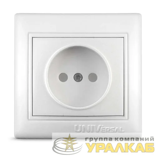 Розетка 1-м СП Севиль 16А IP20 без заземл. защ. шторки бел. UNIVersal С0047 детальная картинка