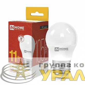 Лампа светодиодная LED-ШАР-VC 11Вт шар 3000К тепл. бел. E27 1050лм 230В IN HOME 4690612020600