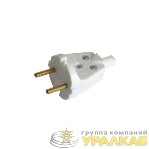 Вилка электрич. без заземл. бел. 6А 250В IP20 бел. с кембр. БЕЛТИЗ В6-001 детальная картинка