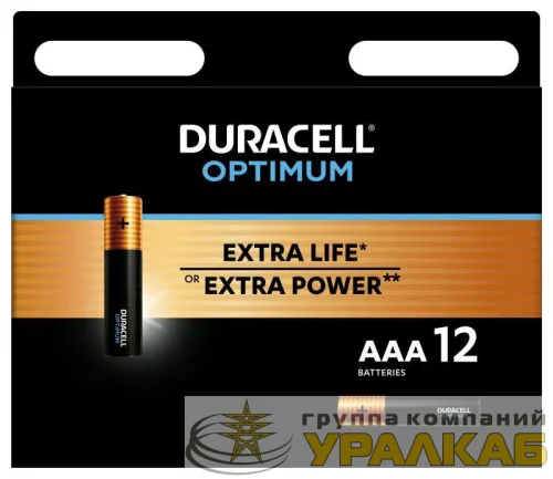 Элемент питания алкалиновый ААА 1.5В LR03-12BL Optimum 5014074 (блист.12шт) Duracell Б0056029 детальная картинка