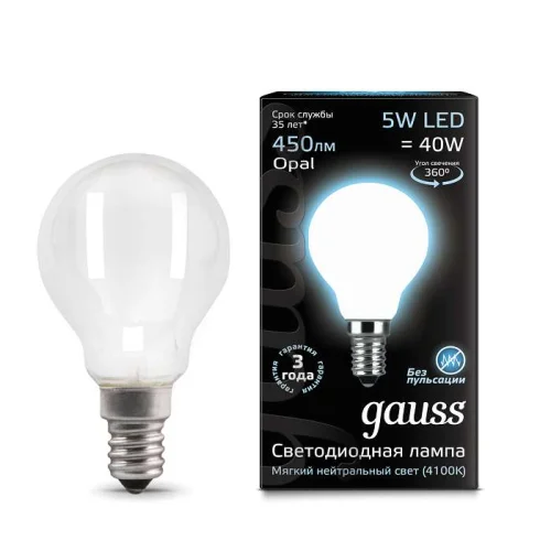 Лампа светодиодная Black Filament Шар E14 5Вт 4100К OPAL Gauss 105201205 детальная картинка