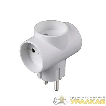 Разветвитель 3-м Т-образный без заземл. 10А 2200Вт 250В бел. DОМТОК 