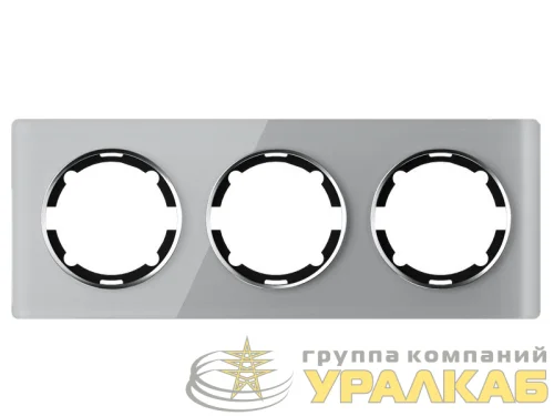 Рамка 3-м Garda горизонт. стеклянная сер. 2E52301302 OneKeyElectro 2234936 детальная картинка