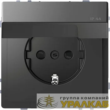 Розетка 1-м СП Merten D-Life 16А IP44 с заземл. с крышкой SD антрацит SchE 