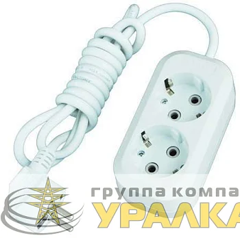 Удлинитель 2х2м с заземл. 16А IP20 Е-302 ПВС 3х1 АБС-пластик UNIVersal 9631972