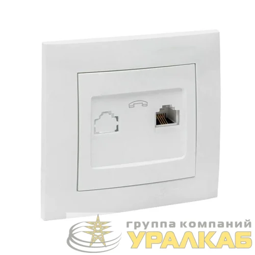 Розетка телефонная 1-м СП Валенсия RJ11 бел. PROxima EKF EWT01-034-10 детальная картинка