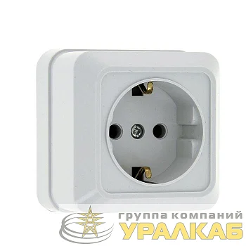 Розетка 1-м ОП Рим 16А IP20 с заземл. бел. EKF ENR16-028-10