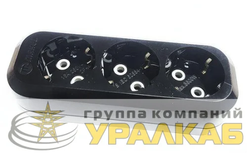 Колодка удлинителя 3-м с заземл. черн. Makel MGP2131 детальная картинка
