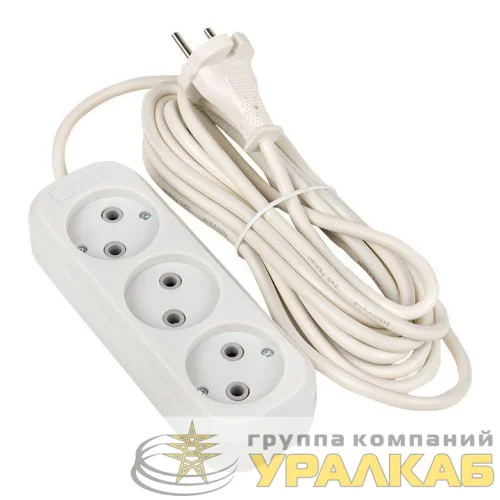 Удлинитель 3х5м без заземл. 10А IP20 Эксперт 2.2кВт ПВС 2х0.75 PROxima EKF UBA10-275-3-05 детальная картинка