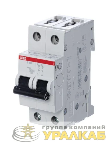 Выключатель автоматический модульный 2п C 6А 6кА S202 C6 ABB 2CDS252001R0064 детальная картинка