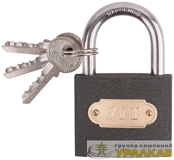 Замок навесной железный 50х40мм стальная дужка 7мм FIT 