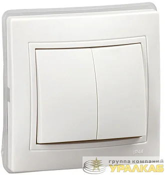 Выключатель 2-кл. СП Кварта ВС10-2-0-КБ-44 10А IP44 бел. IEK 