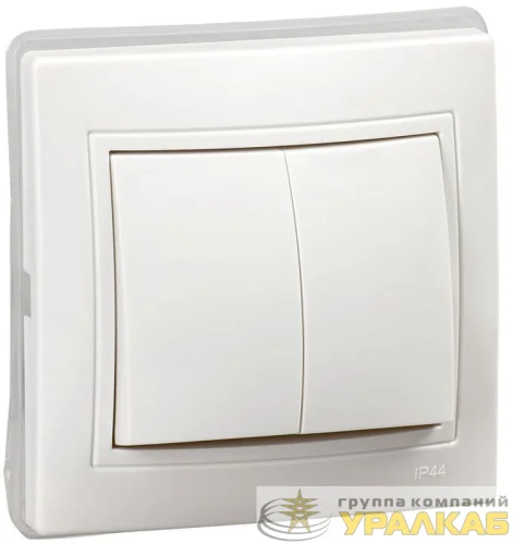 Выключатель 2-кл. СП Кварта ВС10-2-0-КБ-44 10А IP44 бел. IEK 