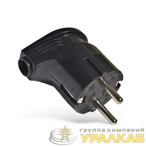 Вилка электрическая угловая 16А 250В с заземл. черн. (еврослот) UNIVersal А0105 детальная картинка