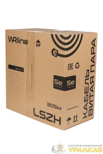 Кабель витая пара экранир. F/UTP кат.5E 4 пары (0.50мм) ОЖ внутр. LSZH нг(А)-HF WR-FTP-4P-C5E-LSZH-GY сер. (уп.305м) WRLine 