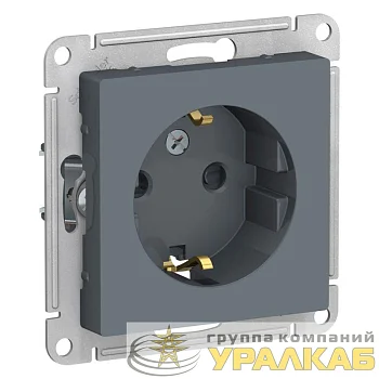 Розетка 1-м СП AtlasDesign 16А IP20 с заземл. защ. шторки механизм грифель SE ATN000745