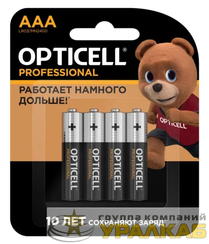 Элемент питания алкалиновый AAA/LR03 (блист. 4шт) Professional Opticell 5052002 детальная картинка