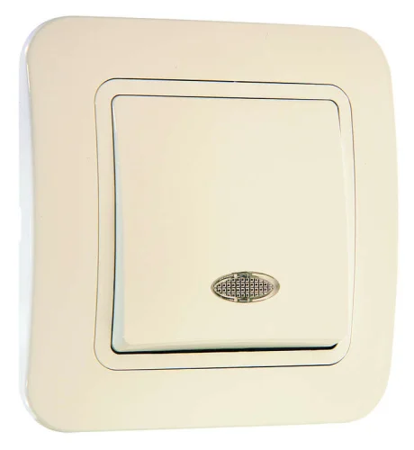 Выключатель 1-кл. СП Lillium 10А IP20 с подсветкой крем. /крем. Makel 70221 детальная картинка
