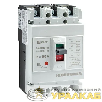 Выключатель автоматический 3п 100/160А 18кА ВА-99МL Basic EKF mccb99-100-160mi