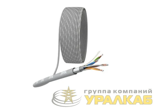 Кабель витая пара F/UTP кат.5E 4х2х24AWG solid CCA PVC Simple сер. (м) Эра Б0044440 детальная картинка