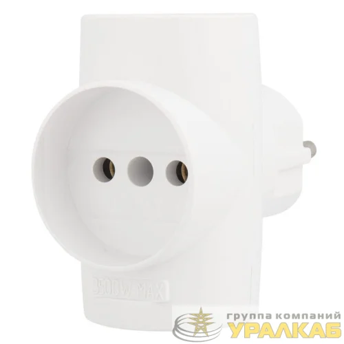 Разветвитель 3-м без заземл. 10А IP20 бел. Rexant 11-1077 детальная картинка