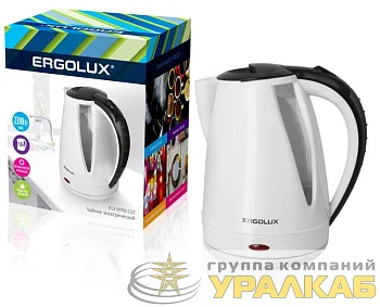 Чайник ELX-KP02-C32 пласт. 1.8л 160-250В 1500-2300Вт бел./черн. Ergolux 13119
