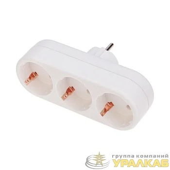 Разветвитель 3-м с заземл. 16А IP20 линейный бел. Rexant 