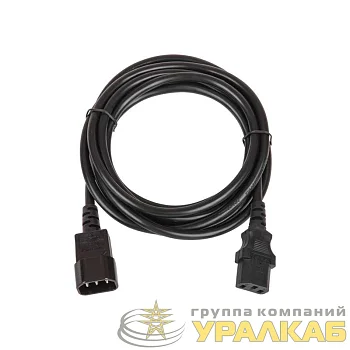 Кабель питания разъем C14 IEC 60320/разъем C13 IEC 60320 3х1кв.мм 250В 10А 1.8м черн. TLK TLK-PCM10-018