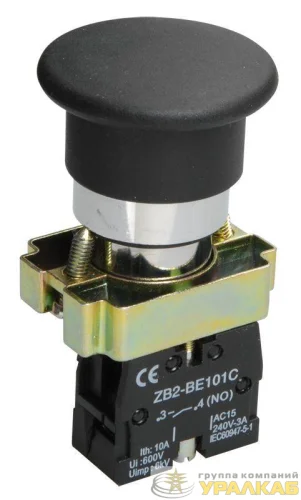 Кнопка управления "Грибок" LAY5-BC21 1НО черн. KARAT IEK 