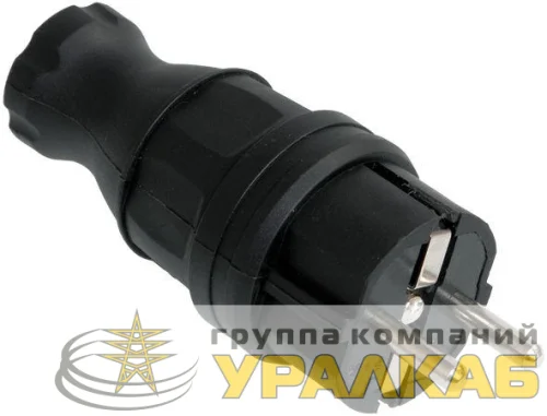 Вилка электрич. прям. ОМЕГА с заземл. IP44 ВБп3-1-0м каучук IEK PKR01-016-2-K02 детальная картинка