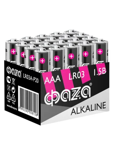 Элемент питания алкалиновый LR03 Alkaline Pack-20 (уп.20шт) ФАZА 5028128 детальная картинка