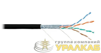 Кабель F/UTP 4 пары кат.5e (класс D) тест по ISO/IEC 100МГц ож BC (чистая медь) 24AWG (0.5мм) внутр./внеш. LSZH -40С нг(А)-HFLTx черн. (уп.305м) NIKOLAN NKL 4200C-BK