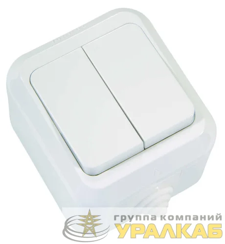 Выключатель 2-кл. ОП 10А IP44 п/герм. бел. Makel 18301 детальная картинка
