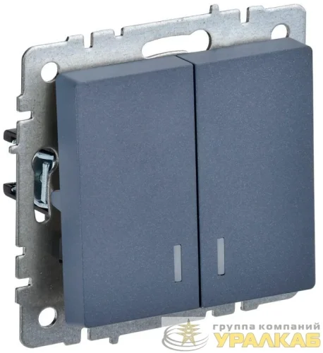 Выключатель 2-кл. СП BRITE ВС10-2-1-БрМ 10А с индик. механизм маренго IEK 