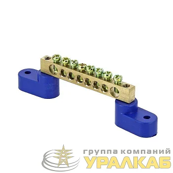 Шина нулевая N 6х9 8 отвер. латунь 2 син. угловых изолятора PROxima EKF 