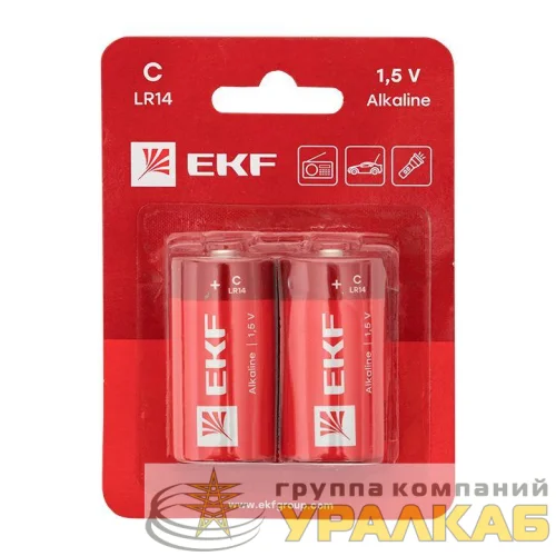 Элемент питания алкалиновый C/LR14 (блист.2шт) EKF LR14-BL2 детальная картинка
