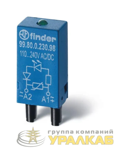 Модуль индикации и защиты LED + диод ( + A1) 6...24В DC зел. FINDER 9980902499 детальная картинка