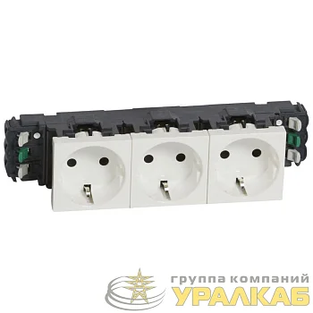 Механизм розетки 3-м СП 6мод. Mosaic 16А IP40 3х2P+E с заземл. безвинт. клеммы для кабель-канала DLP бел. Leg 077403