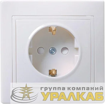 Розетка 1-м СП Кварта РСш10-3-КБ 16А IP20 с заземл. защ. шторки бел. IEK ERK11-K01-16-DM