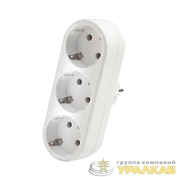 Разветвитель 3-м плоский с заземл. 16А 3500Вт 250В бел. DОМТОК 