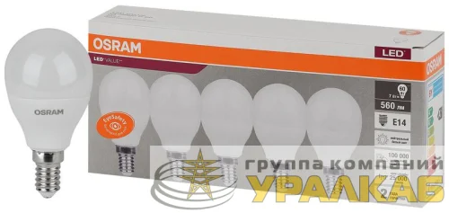 Лампа светодиодная LED Value LVCLP60 7SW/840 шар матовая E14 230В 2х5 RU (уп.5шт) OSRAM 4058075578135 детальная картинка