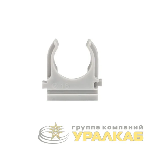 Держатель для труб (клипса) d16мм сер. (уп.100шт) Plast EKF derj-z-16n детальная картинка