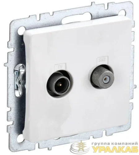 Розетка телевизионная TV/SAT 2-м Brite РТВ/РСп12-БрБ механизм бел. IEK 
