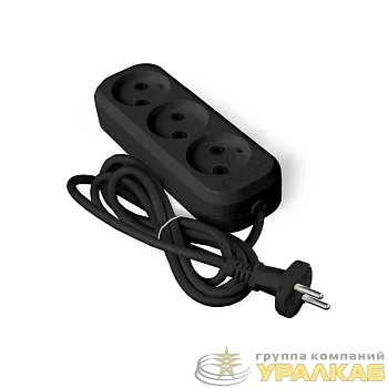 Удлинитель 3х2м без заземл. 6А IP20 У6-639М ПВС 2х0.75 черн. UNIVersal 2004